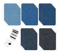 VEGCOO 20 Pcs Patch Thermocollant Vetement, Patch Thermocollant Jean 4 Nuances de Bleu 7,5 cm x 11 cm avec Kit de Couture Simple