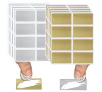 VEGCOO 272 Pcs Cartes à Gratter, 42 x 23mm Autocollant à Gratter, Scratch Card Sticker, Cartes à Gratter Rectangle pour DIY Carte Postale Surprise Secret, Scrapbook, Fête, Cadeau (or+argent)