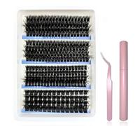 VEGCOO 296 Pièces Faux Cils Individuel 80-100-120-150D, Kit d'extensions de Cils, Faux Cils 10-18 mm pour Usage Personnel et Domestique