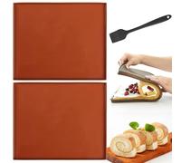 VEGCOO 2Pcs Tapis de Cuisson, Silicone Suisse Plaque de Gâteau Antiadhésif, Plateau a Rouler Plaquede Cuisson pour Biscuit Roulé Pizza Pain Mousse