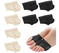 VEGCOO 4 Paires Coussinet Pied Antidérapant pour Danse, String Pied pour Danse, Antidérapant Protection Coussin de Pieds, Danse Coussin de Pieds pour Ballerine Jazz Yoga Gym Noir&Beige (M)
