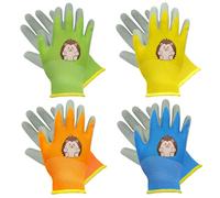 VEGCOO 4 Paires Gant Jardinage Enfant, Gants Jardinage Enfant Épais Résistants à l'Usure Antidérapants pour Garçons Filles, Camping, Jardinage, Élevage de Petits Animaux (Hérisson, S, 3-5 ans)