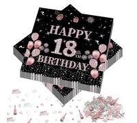 VEGCOO 50 Pièces Serviette Papier 18 Ans, Décoration Confettis Rose Gold, 33 x 33 cm Pour Fête Anniversaire (18)