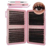 VEGCOO 560 Pièces Faux Cils Individuel, 60-100-120-150D Extensions de Cils Russes Naturelles Courbure, Cils en Touffes pour Filles et Femmes (10-18 mm)