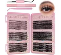VEGCOO 590 Pièces Faux Cils Individuel, 20-40-50-60-80-100D Lashes Cluster, Kit d'extensions de Cils Courbés D 8-16 mm, Extension de Cils à Faire Soi-même pour Filles et Femmes Débutantes