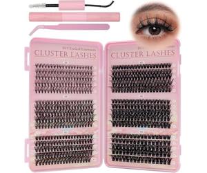 VEGCOO 590 Pièces Faux Cils Individuel, 20-40-50-60-80-100D Lashes Cluster, Kit d'extensions de Cils Courbés D 8-16 mm, Extension de Cils à Faire Soi-même pour Filles et Femmes Débutantes