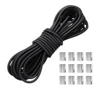 VEGCOO 6 mm x 12 m Tendeur Elastique Noir Cordon, Corde Extensible en Caoutchouc, Tendeur Élastique Noir, Corde Elastique pour Bache, Remorque, Bateau, Camping (Noir-6mm x 12m)