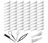 VEGCOO 60 Pièces Pince Crocodile Cheveux, 45mm Pinces Locks et Ensemble Tressé pour Filles Femmes Coiffures Bricolage