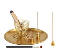 VEGCOO Ash Catcher Support de brûleur d'encens 6 en 1 en laiton, bobine d'encens/sauge, idéal pour la décoration de la maison, yoga, méditation, spiritualité