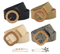 VEGCOO Ceinture Large Femme, 4 Pièces Élastique Ceinture Taille Haute 96cm/38in*5cm/2in & 90cm/35.4in*5cm/2in, Avec 2 Épingles À Nourrice Pour Robe/Jupe/Chemises