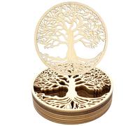 VEGCOO Lot de 12 Arbre de la Vie Dessous de Verre, Dessous de Verre, Fleur de Vie en Bois, sous-Verres en Bois pour Méditation, Maison Décoration, Ornement de Salle à Manger(10 x 10cm)