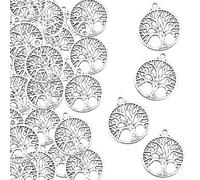 VEGCOO Lot de 120 breloques pour arbre de vie, bijoux pour collier de bricolage, arbre de vie, accessoires de bijouterie pour baptême/communion/mariage, mixed size, Métal, Pas de gemme