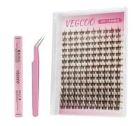 VEGCOO Lot de 140 extensions de cils individuels avec brosse double face - Courbure D - 8 à 16 mm - Marron