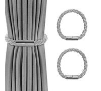 VEGCOO Lot de 2 embrasses de rideaux magnétiques grises avec aimant - Embrasses pour rideaux - Support de rideau - Accessoires de décoration