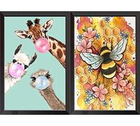 VEGCOO Lot de 2 kits de broderie au point de croix pour adultes débutants et adultes, kits de broderie pré-imprimés estampés 11 ct Kit de bricolage pour adultes, filles, décoration murale (30x40 cm)