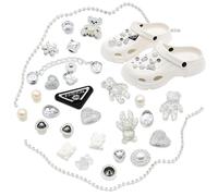 VEGCOO Lot de 26/29 Accessoires de Fleur de Chaussure en Strass pour Chaussures de Sabot, Pins Crocs, Décoration Bijoux Crocs, Charme Accessoires pour Adultes Enfants Chaussures Artisanat DIY (29)