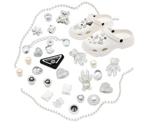VEGCOO Lot de 26/29 Accessoires de Fleur de Chaussure en Strass pour Chaussures de Sabot, Pins Crocs, Décoration Bijoux Crocs, Charme Accessoires pour Adultes Enfants Chaussures Artisanat DIY (29)
