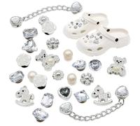VEGCOO Lot de 26 Accessoires de Fleur de Chaussure en Strass pour Chaussures de Sabot, Pins Crocs, Décoration Bijoux Crocs, Charme Accessoires pour Adultes Enfants Chaussures Artisanat DIY (26)