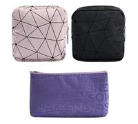 VEGCOO Lot de 3 serviettes hygiéniques avec fermeture éclair, rangement étanche pour tampons pour les déplacements, petit sac portable pour femmes et filles, violet, Moderne