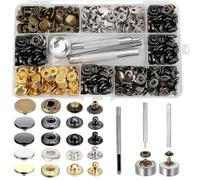 VEGCOO Lot de 324 boutons-pression et outil de fixation 15 mm 5 couleurs en laiton avec kit d'outils de fixation pour manteaux en cuir, vestes, jeans et vêtements DIY