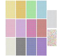 VEGCOO Lot de 3640 pierres à paillettes autocollantes - Perles colorées semi-rondes - Pour le visage, le maquillage, le nail art - Décoration de la maison - Bricolage - Scrapbooking - Bijoux - 6 mm
