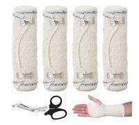 VEGCOO Lot de 4 Bandage Medical Extensible Hypoallergénique avec Clip en Métal, Bande de Crêpe pour Blessures Sportives, Écorchures, Soins Postopératoires (1 Size)