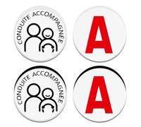 VEGCOO Lot de 4 Disques A Jeune Conducteur et Disques Conduite Accompagnée, 2 Magnétiques et 2 Electrostatique Autocollants, Réutilisable, Convient à Toutes Les Voitures