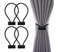 VEGCOO Lot de 4 embrasses de rideaux magnétiques noires avec aimants pour pinces à rideaux, décoration de maison, bureau