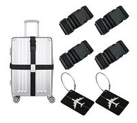 VEGCOO Lot de 4 Sangle Valise Voyage, Sangle Etiquette Valise Réglables avec Etiquette D'Identification, Sangle pour Valise pour Fermeture Sécurisée