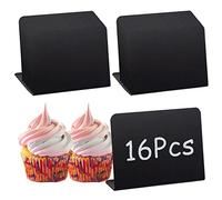 VEGCOO Mini Ardoise Craie Plastique, 16 Pièces Mini Ardoises Prix 10×7.5cm Tableau Craie pour Mariages, Festivals, Étiquettes de Prix
