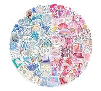VEGCOO Stickers Scrapbooking Océan, Autocollant Scrapbooking Imperméables pour Scrapbook Ordinateurs Portables Guitares Valises Skateboards, 100, Bleu/Rose