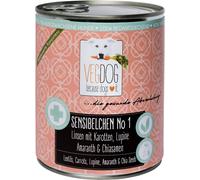 VegDog, Sensitive Small Number 1, nourriture humide pour chiens, lentilles avec carottes, graines de tournesol, d'amarante et de chia, 800 g