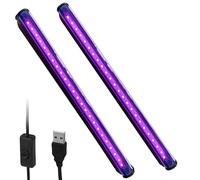 Vegena 2 Pièces Barres De Lumière Noire Portable, UV LED Tube Lampe Violette Avec Prise Pour Soirée, Peinture Fluo, Aquarium, Affiche Fluorescente