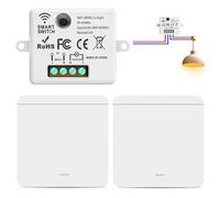 Vegena 2 Pièces Interrupteur Sans Fil, Interrupteur D'Éclairage, Kit Interrupteur, Interrupteur Radio Installation Facile, Aucun Câblage Nécessaire, Pour Eclairage, Lampe, Prise, Blanc