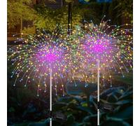 Vegena 2 Pièces Lampe Solaire Exterieur Jardin 150 LED Feu D'artifice Solaire, Lampes Solaires 8 Modes Lumière Feux D'artifice Solaire Pour Jardin Pelouse Terrasse Décoration Extérieure(Multicolore)
