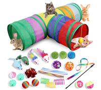 Vegena 24 Pièces Ensemble De Jouets pour Chat: Tunnel Pliable 3 Voies, Jouet Interactif pour Petits Animaux, Adapté Pour Intérieur Et Extérieur (Coloré)