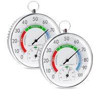 Vegena 2pcs Thermomètre Hygromètre Analogique, Thermo-Hygromètre, Hygromètre Thermomètre Hygromètre De Thermomètre Analogique Hygromètre Avec Anneau De Suspension Pour Intérieur Extérieur