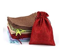 Vegena 30 Pcs 6 Couleurs Pochette à Bijoux Petit Sac Cadeau avec Cordon,Pochettes Sachets en Lin Chanvre,Sac Toile de Jute Pochette Tissu,Calendrier de l'Avent Sac,pour Bijoux Cadeau Mariage,13 x18 cm