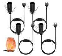 Vegena 4 Pièces 1,8 M Câbles Pour Lampe De Sel, Isolation Câble Douille, Douilles E14 Avec Interrupteur Et Câble De 1,8 M, Avec Câble D'alimentation Prise Changer - Noir