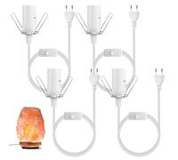 Vegena 4 Pièces 1,8 M Câbles Pour Lampe De Sel, Isolation Câble Douille, Douilles E14 Avec Interrupteur Et Câble De 1,8 M, Blanc