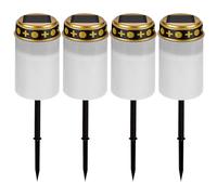 Vegena 4 Pièces Lumière Funéraire LED, Bougie LED Cimetière, Lanterne Funéraire LED Lanterne Bougie par solaire Bougie Funéraire LED Lampe Funéraire Lampes Solaires Avec Tige De Support(Blanc)