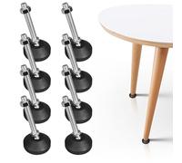Vegena 8 Pièces Pieds de Meuble M10 x 100MM, Ø 50 mm, Métal Pied Reglable, Pied Reglable pour Meuble, Inclinaison Maximale des Pied de Meuble Jusqu'à 20 °, pour Pieds de Table, Pieds de Chaise