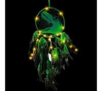 Vegena Attrape-rêves LED dinosaure - Capteur de rêves, lumière - Fait à la main, chambre d'enfant, fête, cadeau d'anniversaire