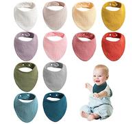 Vegena Bavoirs Bébé, 12 Pièces Bandana Bavoir avec 2 Bouton Réglable, Bavoir Bébé Bandana 100% Coton Biologique, Bébé Bavoir Doux & Absorbant, Bandana Bebe pour Garçons Filles