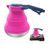 Vegena Bouilloire pliable en silicone de 1500 ml, bouilloire pliable, petite bouilloire portable en silicone pour randonnée, voyage et extérieur (rose rouge)