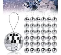Vegena Boule à Facette Disco 36 Pièces Argent 3cm - Boule Miroir Pailletée - Décoration à Suspendre pour Fête Carnaval