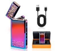 Vegena Briquet électronique USB - Coupe-vent - Briquet à arc électrique avec écran tactile - Dual ARC - Idée cadeau (multicolore)