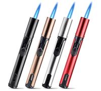 Vegena Briquet Tempête, 4 Pièces Jet Flamme Allume Gaz, 15,4cm Briquet Tempête au Butane Rechargeable, Allume Bougie de Gaz Rechargeable pour Bougies, Activités en Plein Air (Vendu sans Gaz)