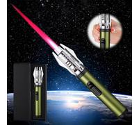 Vegena Briquet Tempête - Jet Flamme Coupe-Vent, 20cm Chalumeau au Butane Rechargeable avec Allume Gaz pour Bougies, Camping, Cuisine (Vendu sans Gaz) (Vert)