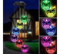 Vegena Carillons Éoliens Solaires - Carillon de Vent Solaire Changement De Couleur avec 6 Chouette LED Étanche pour Jardin Patio Porch Terrasse Cour